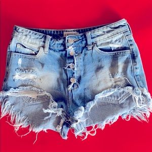 Cello denim distressed shorts
